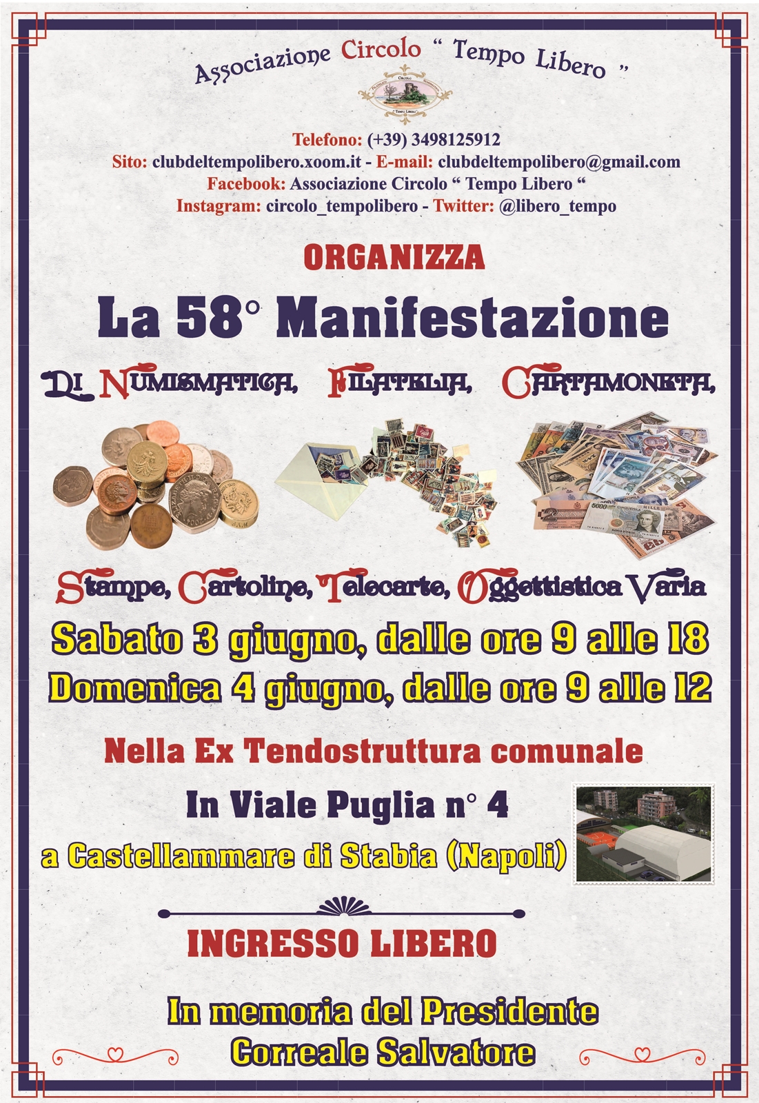 Collezionismo: 3 e 4 giugno il Memorial Correale (Castellammare di Stabia -Napoli) Locandina-front