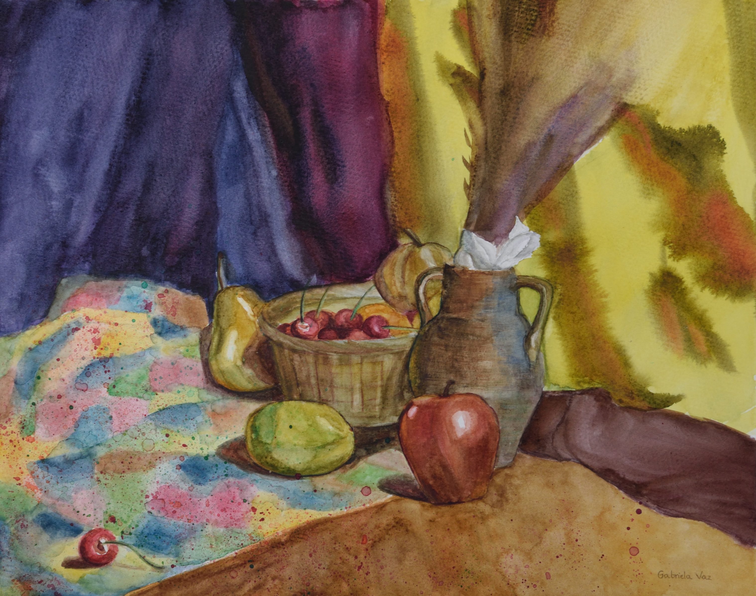 Basket of fruit, watercolor on paper, 40 x 50 cm, 2017
