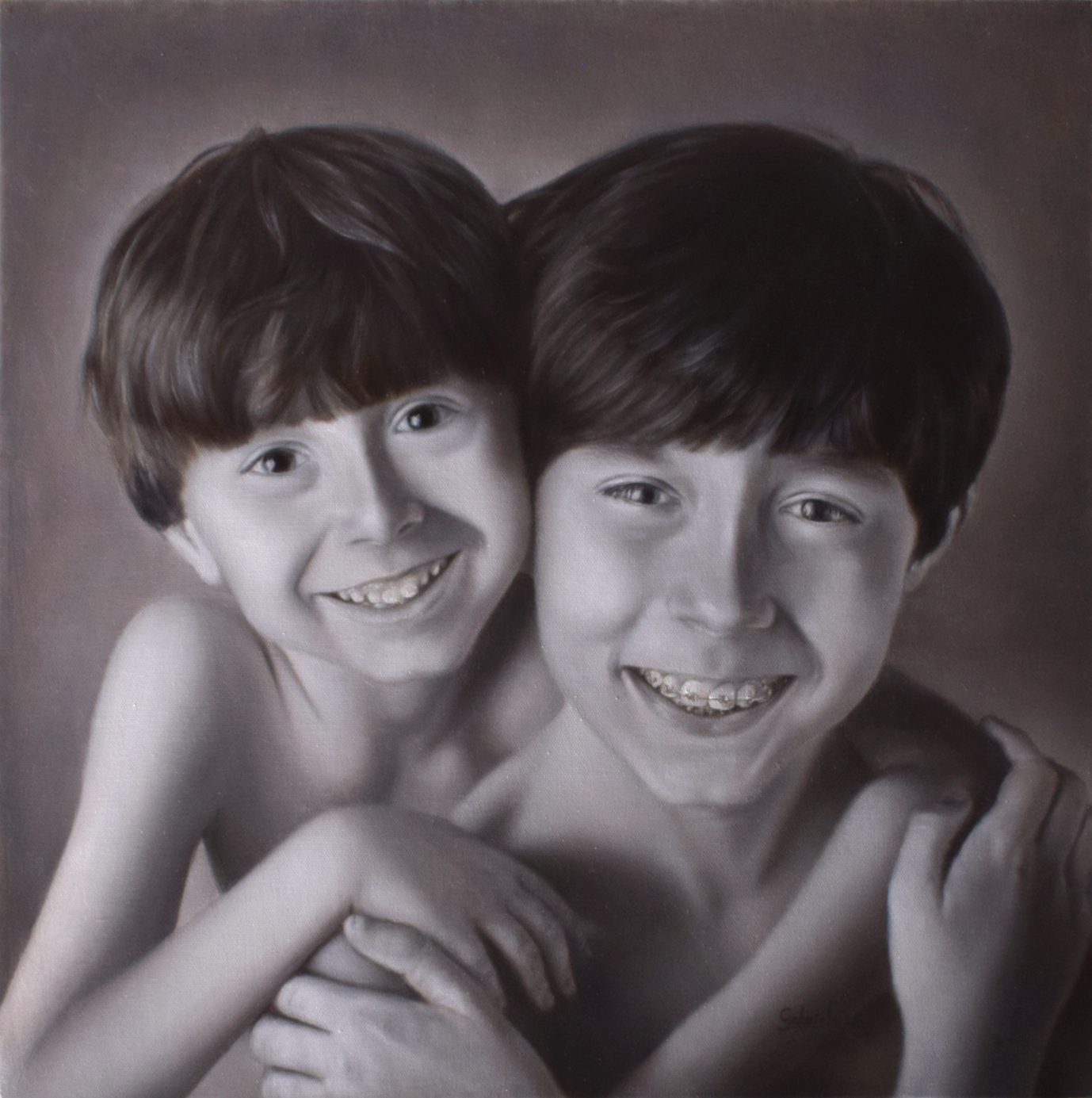 Gabriel e Rafael, oil on canvas, 50 x 50 cm, 2020
